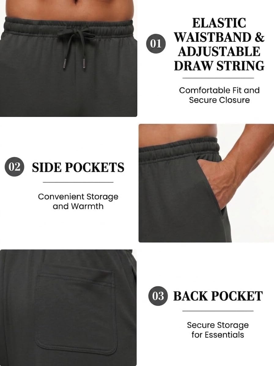 Sailwind Men's Yoga Sweatpants Athletic Casual Pants Cotton Open Bottom Lounge Lightweight Jersey Pants with Pockets