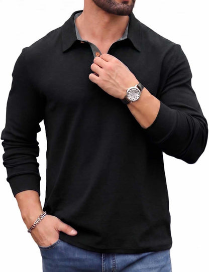 Sailwind Men' s Long Sleeve Polo Shirts Classic Soft Casual Collared Golf Shirt