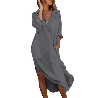 Ceboyel Womens Summer Causal Dresses Long Sleeve Dress Cotton Linen Shirt Dresses Dressy Trendy Ladies Outfits 2023
