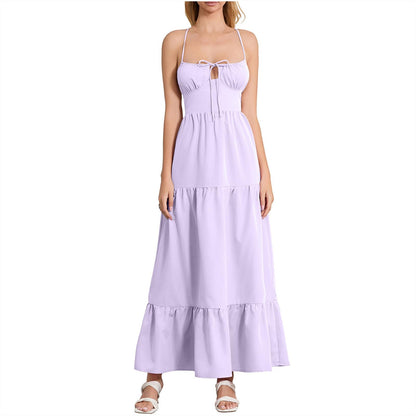Women's Backless Dress Trendy Tied Front Spaghetti Strap Cutout Maxi Dress Prom Cocktail Evening Party Maxi Dresses