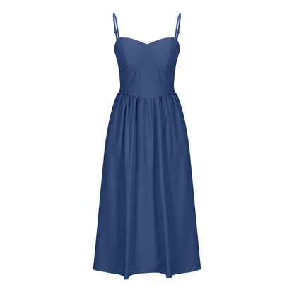 Corset Dress for Women Trendy Spaghetti Strap Bustier Dresses Cute Wrap Dress Swing Flowy Pleated Hem Midi Sundress