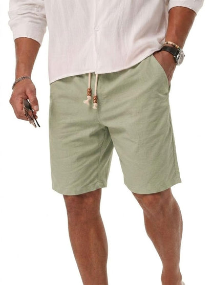 Sailwind Men’s Cotton Linen Shorts Casual Elastic Waist Drawstring Summer Beach Vacation Shorts with Pockets
