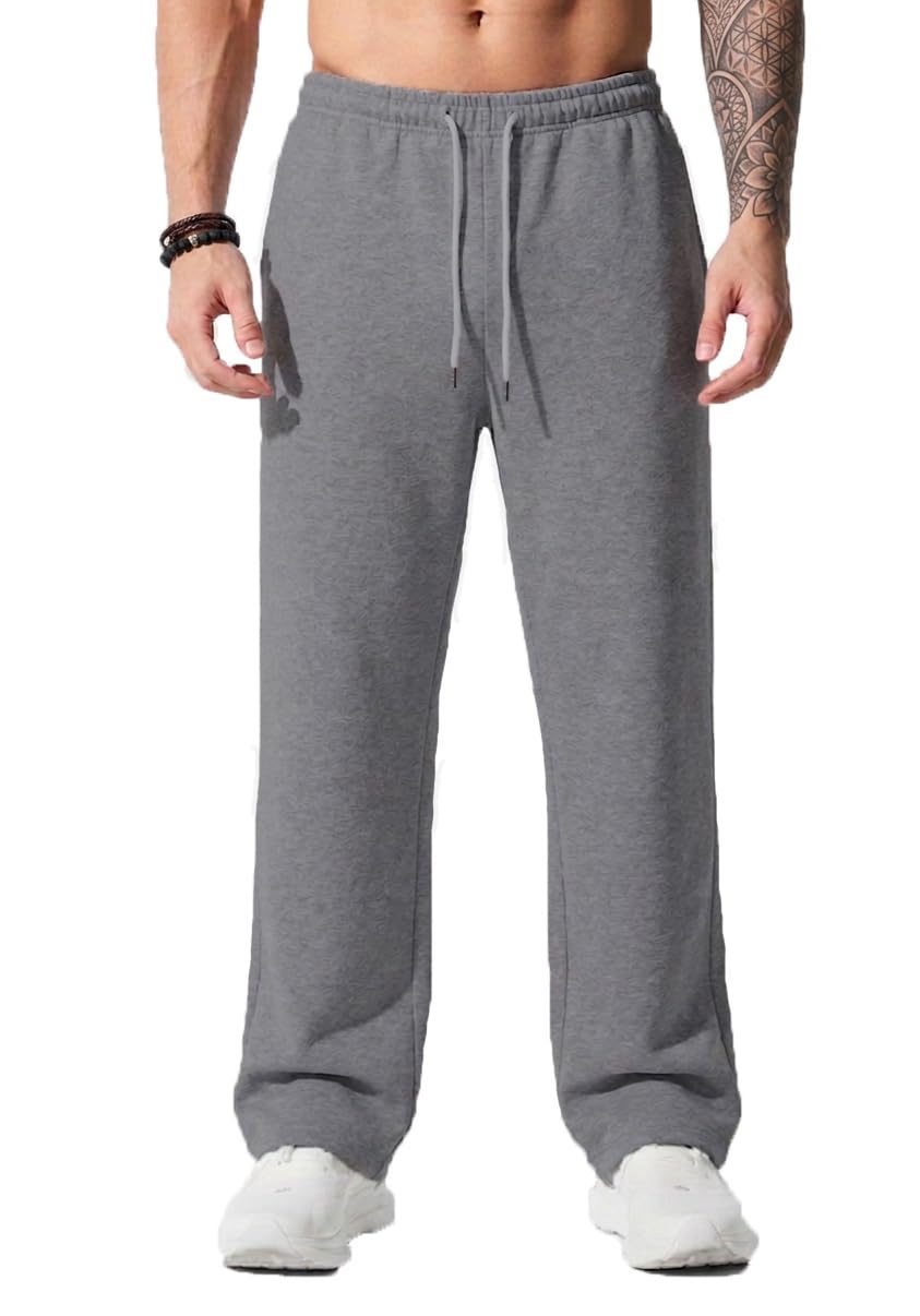 Sailwind Men's Casual Baggy Sweatpants Straight Leg Cotton Sweat Pants Open Bottom Lounge Joggers with Pockets