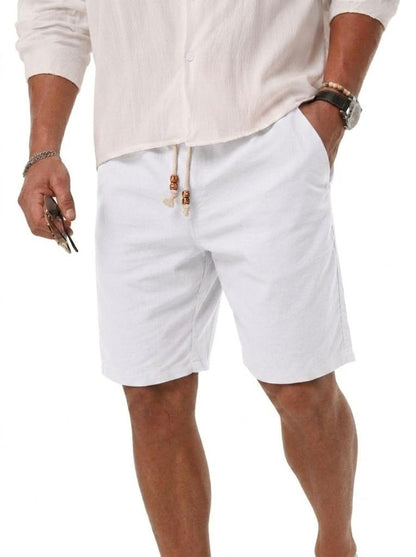Sailwind Men’s Cotton Linen Shorts Casual Elastic Waist Drawstring Summer Beach Vacation Shorts with Pockets