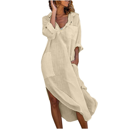 Ceboyel Womens Summer Causal Dresses Long Sleeve Dress Cotton Linen Shirt Dresses Dressy Trendy Ladies Outfits 2023