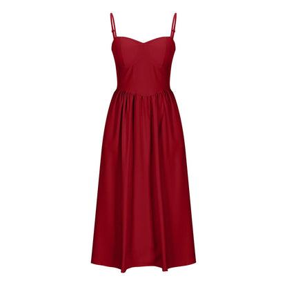 Corset Dress for Women Trendy Spaghetti Strap Bustier Dresses Cute Wrap Dress Swing Flowy Pleated Hem Midi Sundress