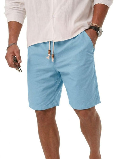 Sailwind Men’s Cotton Linen Shorts Casual Elastic Waist Drawstring Summer Beach Vacation Shorts with Pockets