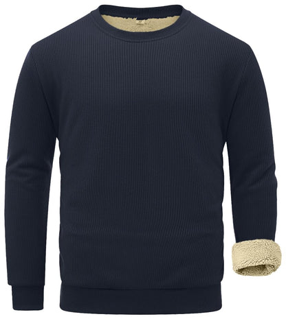 Sailwind Men's Crewneck Sherpa Lined Fleece Waffle Sweatshirt Long Sleeve Warm Pullover Winter Thermal Heavyweight Tops