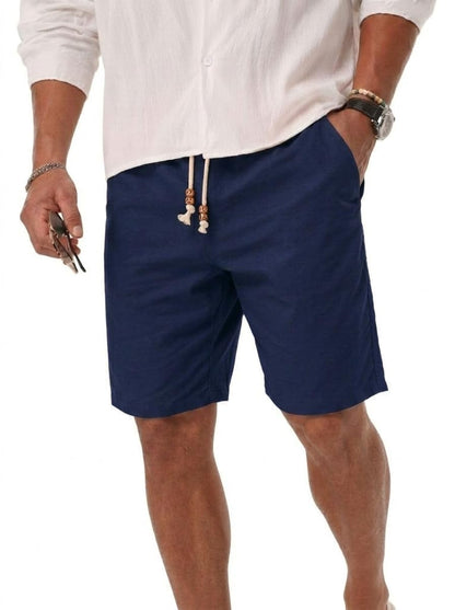 Sailwind Men’s Cotton Linen Shorts Casual Elastic Waist Drawstring Summer Beach Vacation Shorts with Pockets