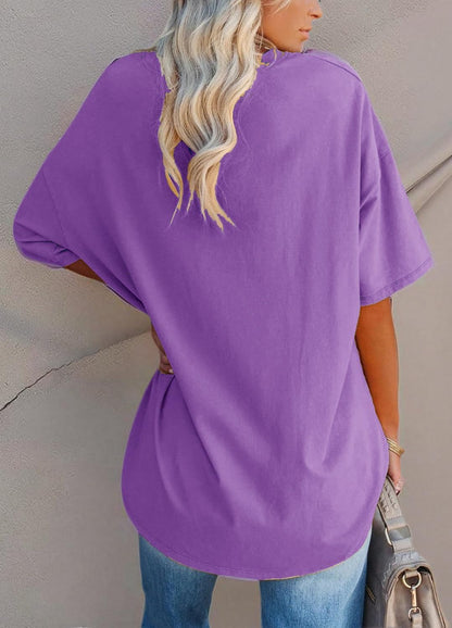 YEXIPO Women's Oversized T Shirts Graphic Tees Summer Short Sleeve Loose Fit Casual Crewneck Plain Tunic Tops