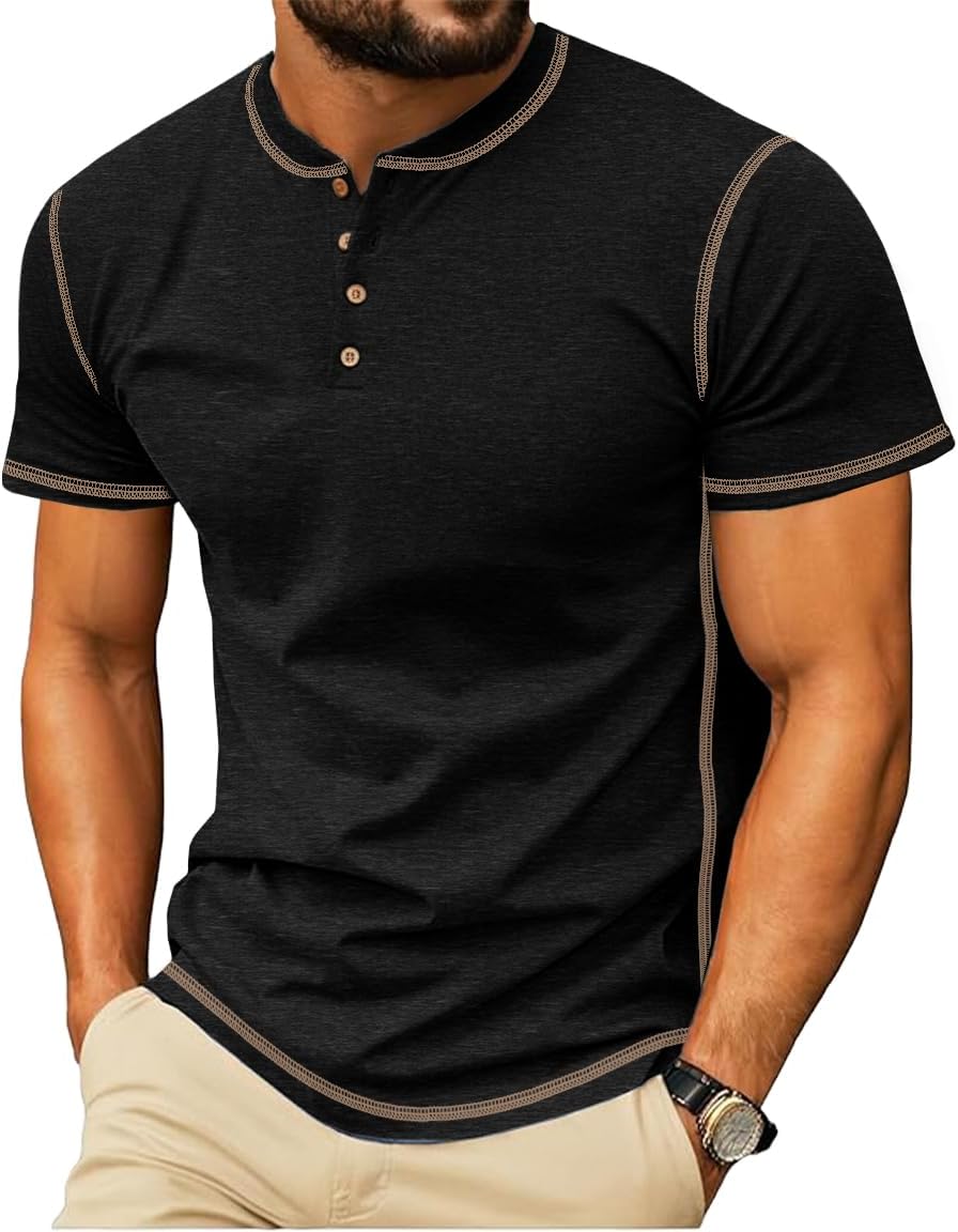 Sailwind Mens Henley Shirts Casual Lightweight Summer T-Shirt Cotton Maverick Short Sleeve