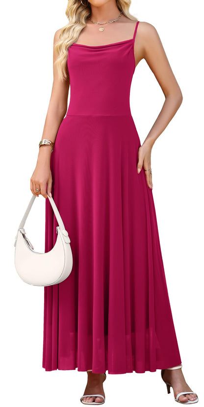 WEACZZY Cocktail Dresses for Women 2026 Spaghetti Strap Sundress Wedding Guest Maxi Dress
