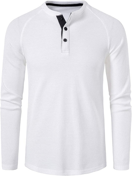 sandbank Men's Henley Casual T-Shirts Fashion Long Sleeve Shirt Lightweight Button T-Shirts