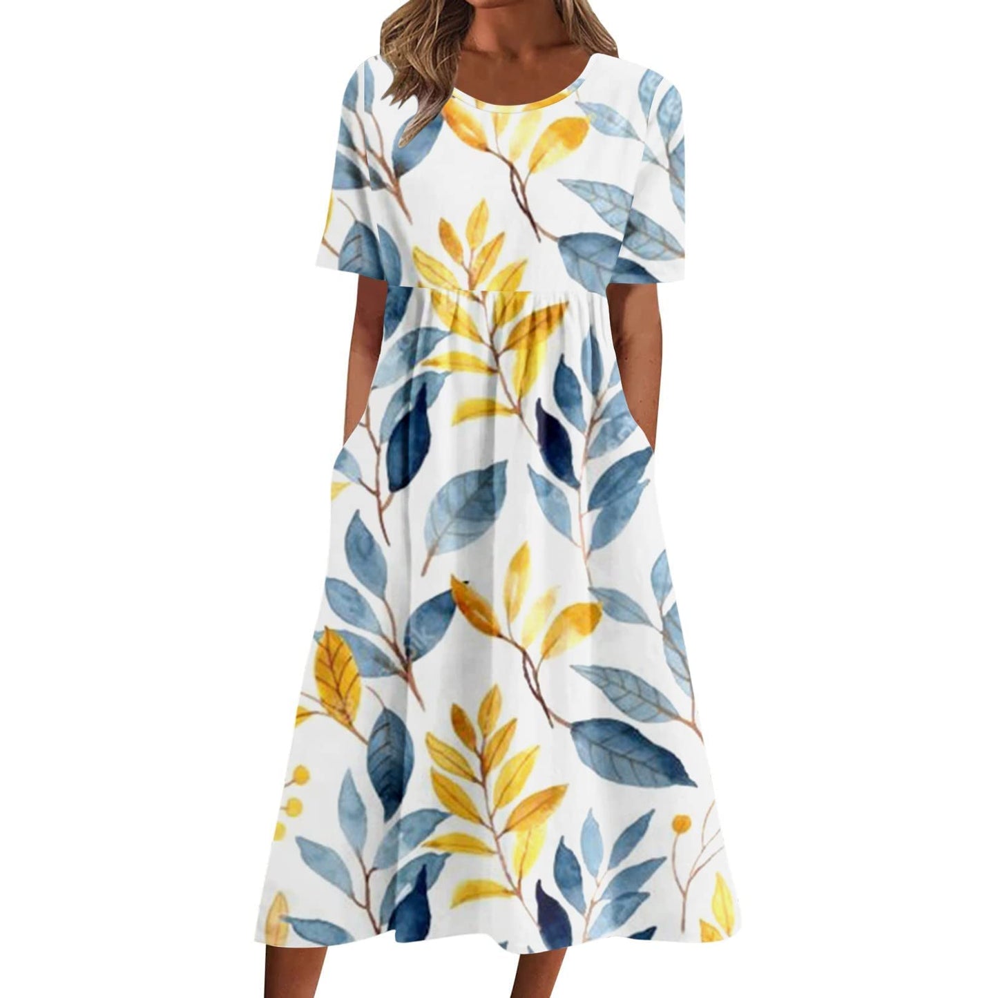 fartey Tshirt Dress for Women 2026 Casual Plus Size Summer Midi Dress Boho Floral Print Loose Flowy Long Dresses with Pockets