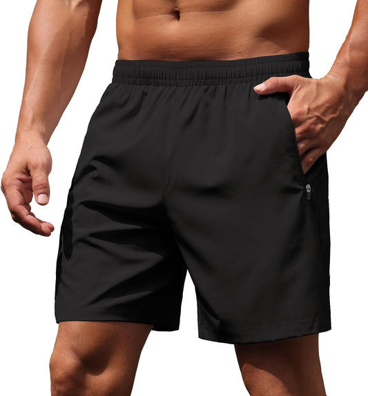 Sailwind Men’s Athletic Running Shorts 7" Quick Dry Lightweight Workout Gym Shorts with Zipper Pockets for Basketball Hiking