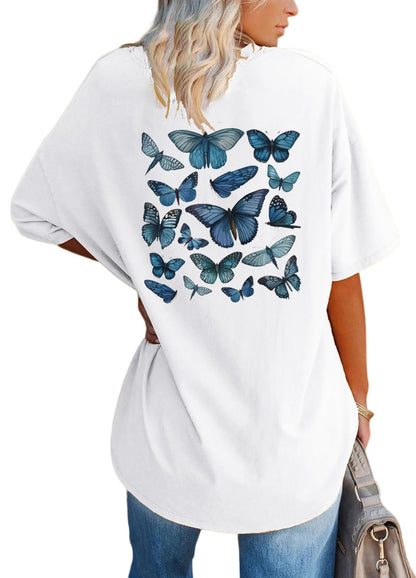 YEXIPO Women's Oversized T Shirts Graphic Tees Summer Short Sleeve Loose Fit Casual Crewneck Plain Tunic Tops