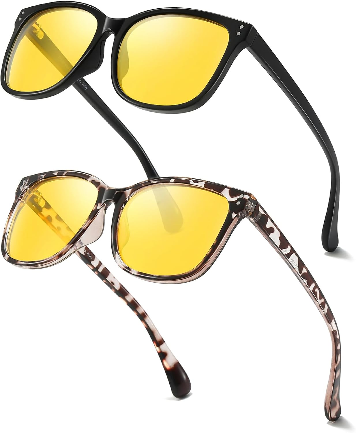 TJUTR Women’s Night Vision Driving Glasses, Polarized Yellow Tint Anti Glare Eyewear for Nighttime Driving TN2572
