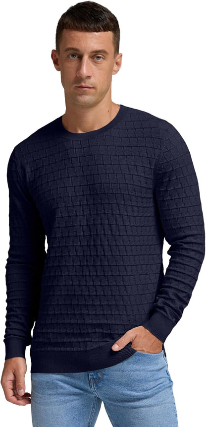 Sailwind Men's Crewneck Cable Knit Sweater Casual Textured Long-Sleeve Pullover Shirts