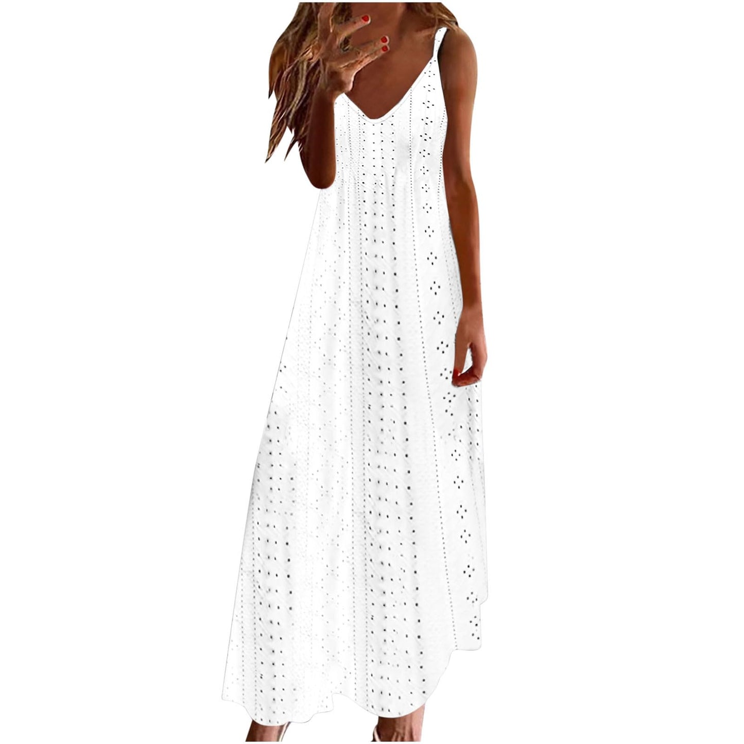 Ceboyel Women Floral Spaghetti Strap Sundress Casual Summer Long Maxi Dress Vneck Sexy Boho Dresses Trendy Beach Clothes