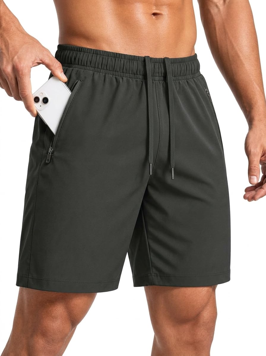 Sailwind Men’s Athletic Running Shorts 7" Quick Dry Lightweight Workout Gym Shorts with Zipper Pockets for Basketball Hiking