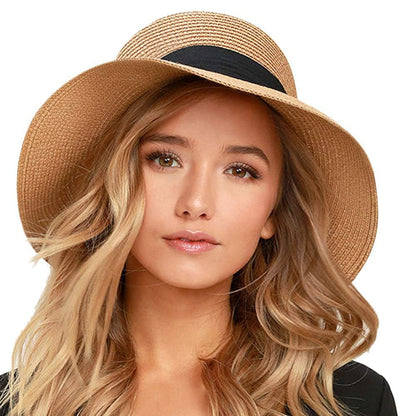 FURTALK Womens Beach Sun Straw Hat UV Protection Travel Packable Foldable Brim Summer UV Hat
