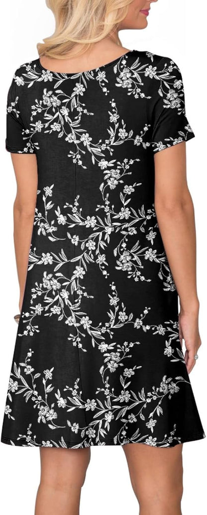 lionstill Women's Casual T Shirt Dress Summer Short Sleeve Swing Dresses with Pockets