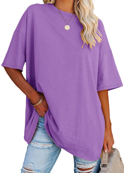 YEXIPO Women's Oversized T Shirts Graphic Tees Summer Short Sleeve Loose Fit Casual Crewneck Plain Tunic Tops