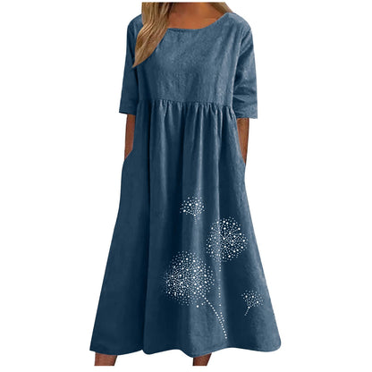 fartey Tshirt Dress for Women 2026 Casual Plus Size Summer Midi Dress Boho Floral Print Loose Flowy Long Dresses with Pockets