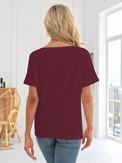 Off the Shoulder Tops for Women Short Sleeve Batwing Shirts Oversized Tee Tunic Summer Casual Loose Fit