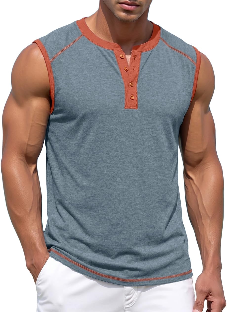Sailwind Men's Casual Tank Top Henley Sleeveless Shirt Summer Athletic Gym Muscle Tee