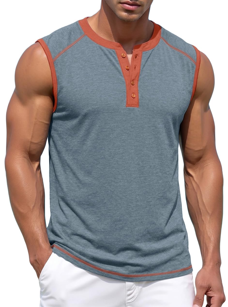Sailwind Men's Casual Tank Top Henley Sleeveless Shirt Summer Athletic Gym Muscle Tee