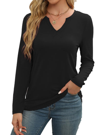 WEACZZY Women's Long Sleeve Tops Dressy Casual Sexy V Neck Work Shirts Loose Fit Blouses Tunic Fall Fashion Outfits 2025
