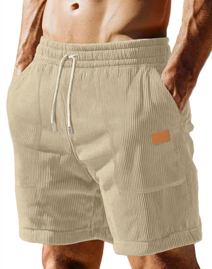 Sailwind Men's Casual Corduroy Shorts Lightweight Elastic Waist Drawstring Summer Beach Shorts