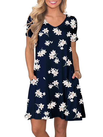 lionstill Women's Casual T Shirt Dress Summer Short Sleeve Swing Dresses with Pockets