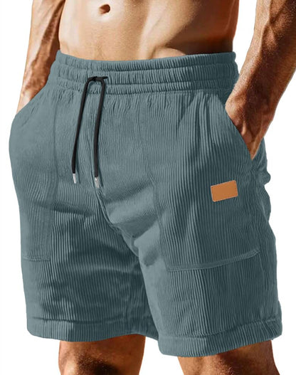 Sailwind Men's Casual Corduroy Shorts Lightweight Elastic Waist Drawstring Summer Beach Shorts