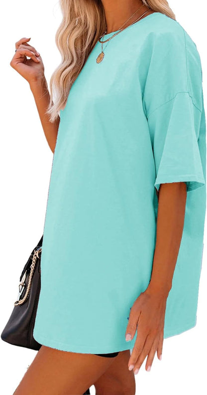 YEXIPO Women's Oversized T Shirts Graphic Tees Summer Short Sleeve Loose Fit Casual Crewneck Plain Tunic Tops
