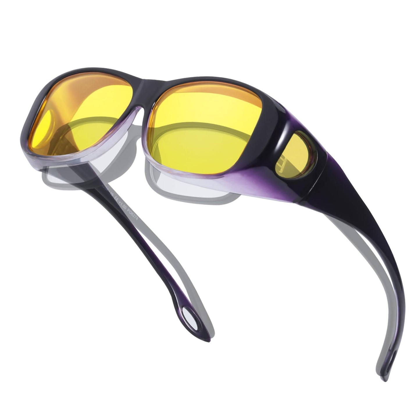 TJUTR Night Vision Driving Glasses Fit Over Eyeglasses for Men Women, Anti-Glare Polarized UV400 Protection Yellow Lens 2612R