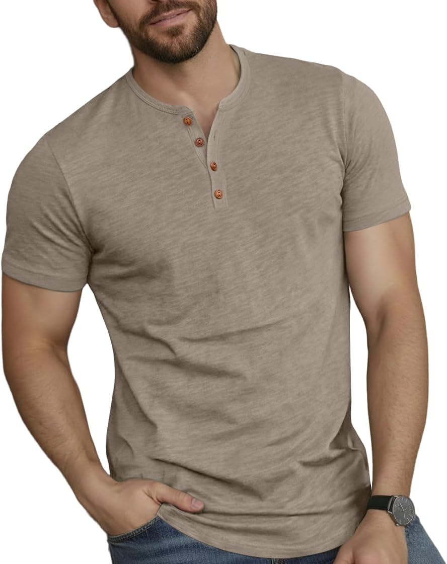 Sailwind Mens Henley Shirts Casual Cotton Button T-Shirts Lightweight Short Sleeve Summer Basic Tee