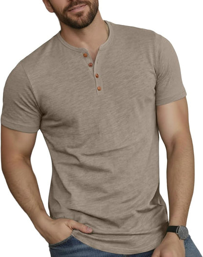 Sailwind Mens Henley Shirts Casual Cotton Button T-Shirts Lightweight Short Sleeve Summer Basic Tee