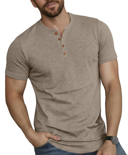 Sailwind Mens Henley Shirts Casual Cotton Button T-Shirts Lightweight Short Sleeve Summer Basic Tee