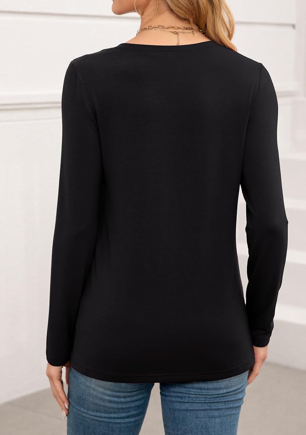 WEACZZY Women's Long Sleeve Tops Dressy Casual Sexy V Neck Work Shirts Loose Fit Blouses Tunic Fall Fashion Outfits 2025