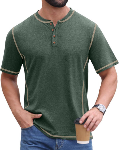 Sailwind Mens Henley Shirts Casual Lightweight Summer T-Shirt Cotton Maverick Short Sleeve
