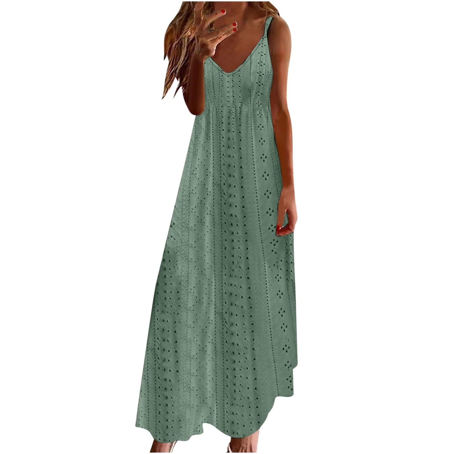 Ceboyel Women Floral Spaghetti Strap Sundress Casual Summer Long Maxi Dress Vneck Sexy Boho Dresses Trendy Beach Clothes