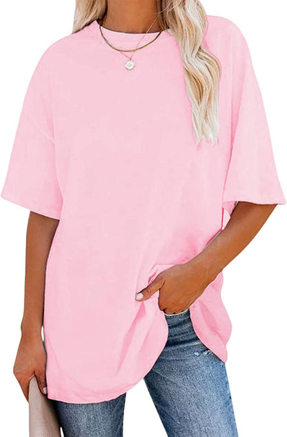 YEXIPO Women's Oversized T Shirts Graphic Tees Summer Short Sleeve Loose Fit Casual Crewneck Plain Tunic Tops