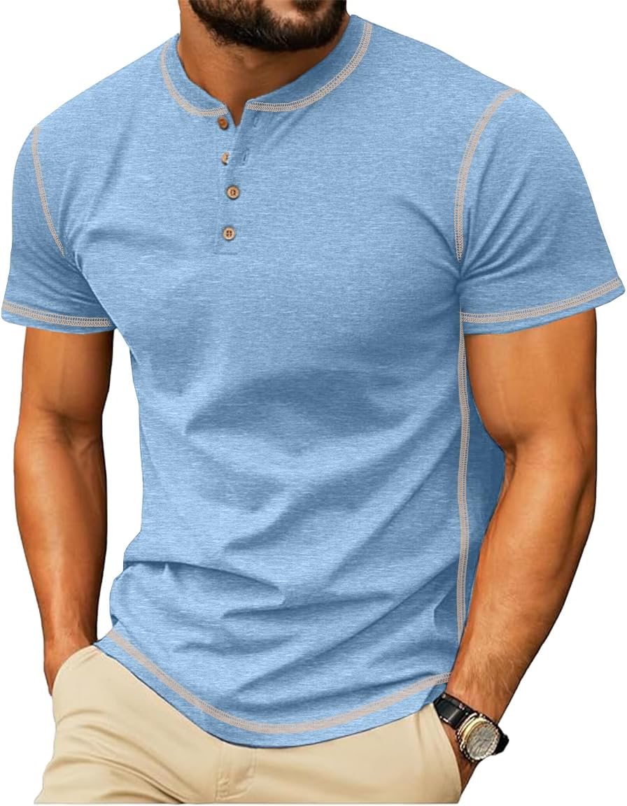 Sailwind Mens Henley Shirts Casual Lightweight Summer T-Shirt Cotton Maverick Short Sleeve