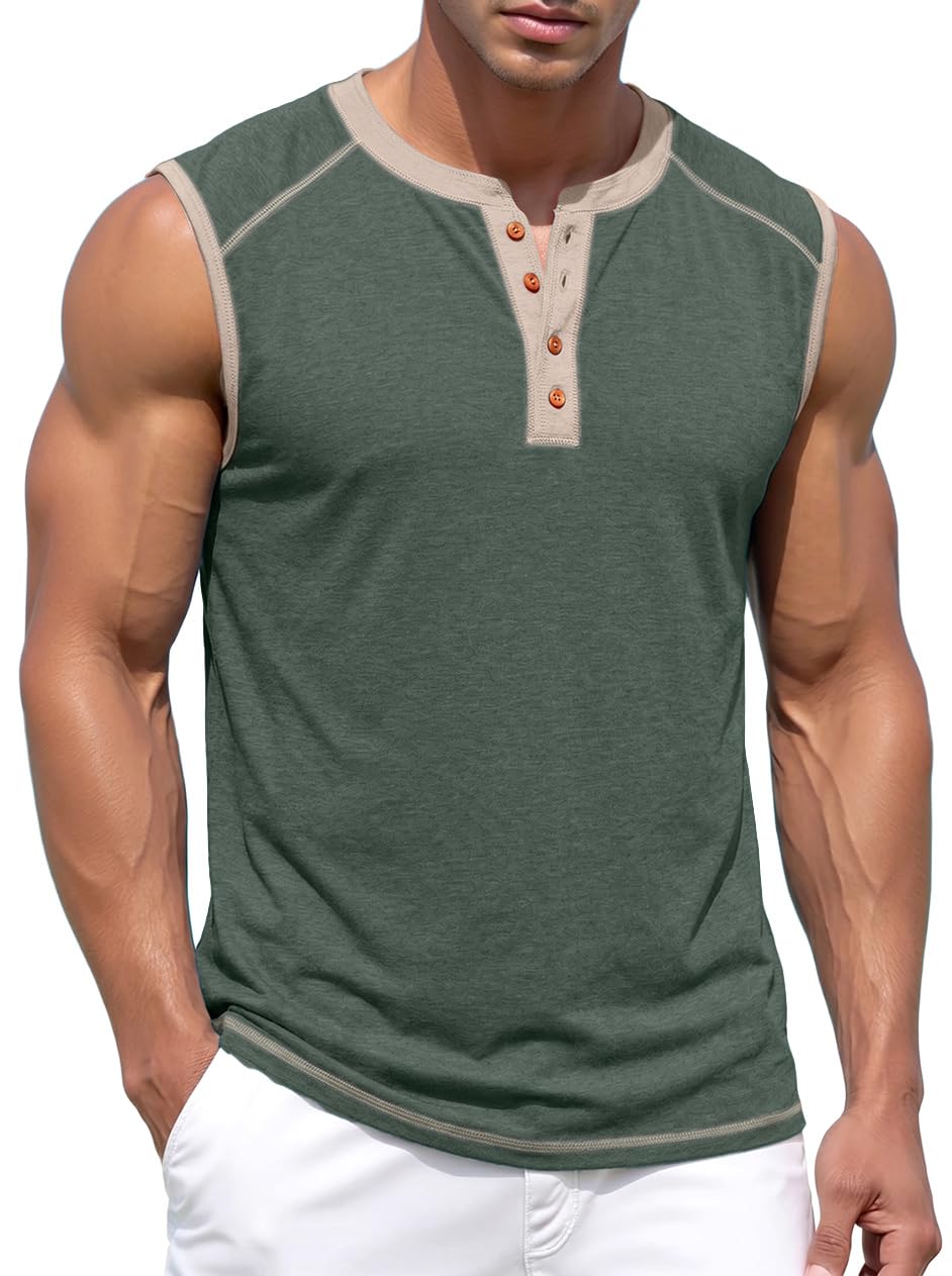 Sailwind Men's Casual Tank Top Henley Sleeveless Shirt Summer Athletic Gym Muscle Tee