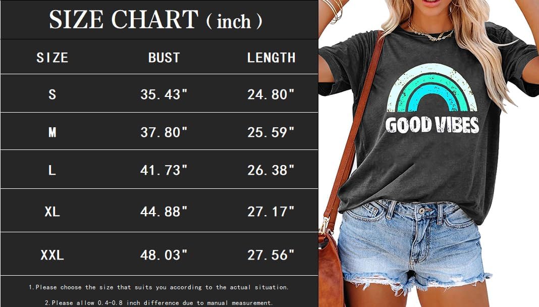 YEXIPO Womens Graphic Tees Short Sleeve Summer Tops Funny Letter Print Crew Neck Casual Loose Cute T Shirts