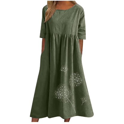 fartey Tshirt Dress for Women 2026 Casual Plus Size Summer Midi Dress Boho Floral Print Loose Flowy Long Dresses with Pockets