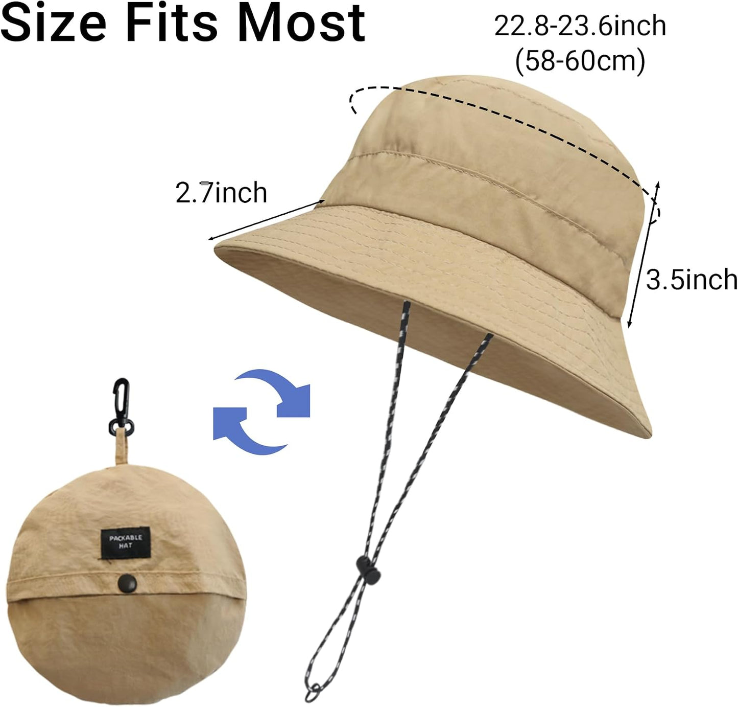 PFFY Waterproof Bucket Hat Rain Quick Dry Hats for Men Women Packable Sun Hat for Fishing Hiking Outdoors
