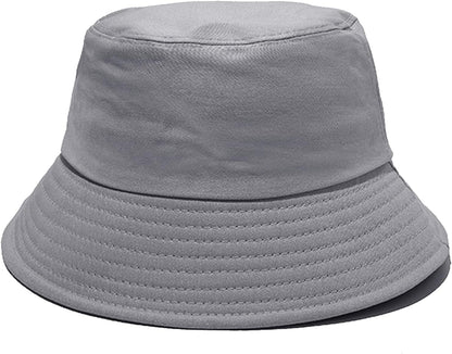 PFFY Bucket Hat for Women Men Cotton Summer Sun Beach Fishing Cap Grey
